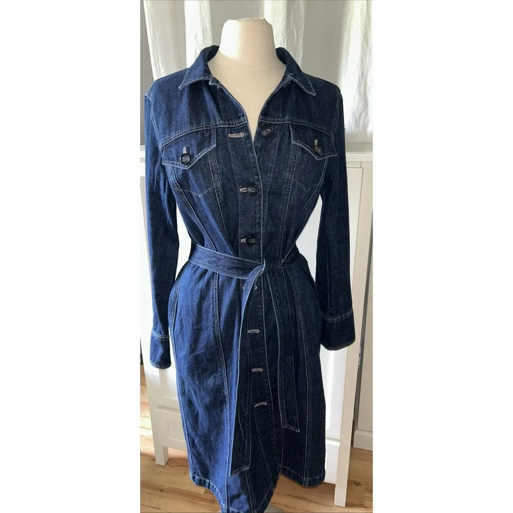 Denim Long Sleeve Belted Dress Women’s Size 10 EUC Jones NY Country